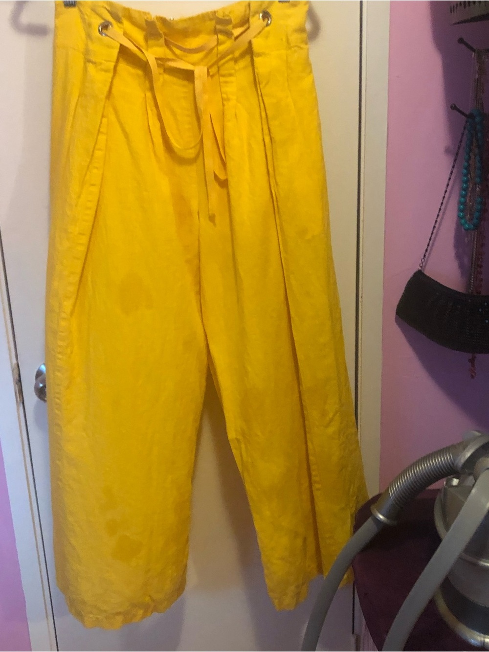 Men's Yellow Relaxed Drawstring Pants